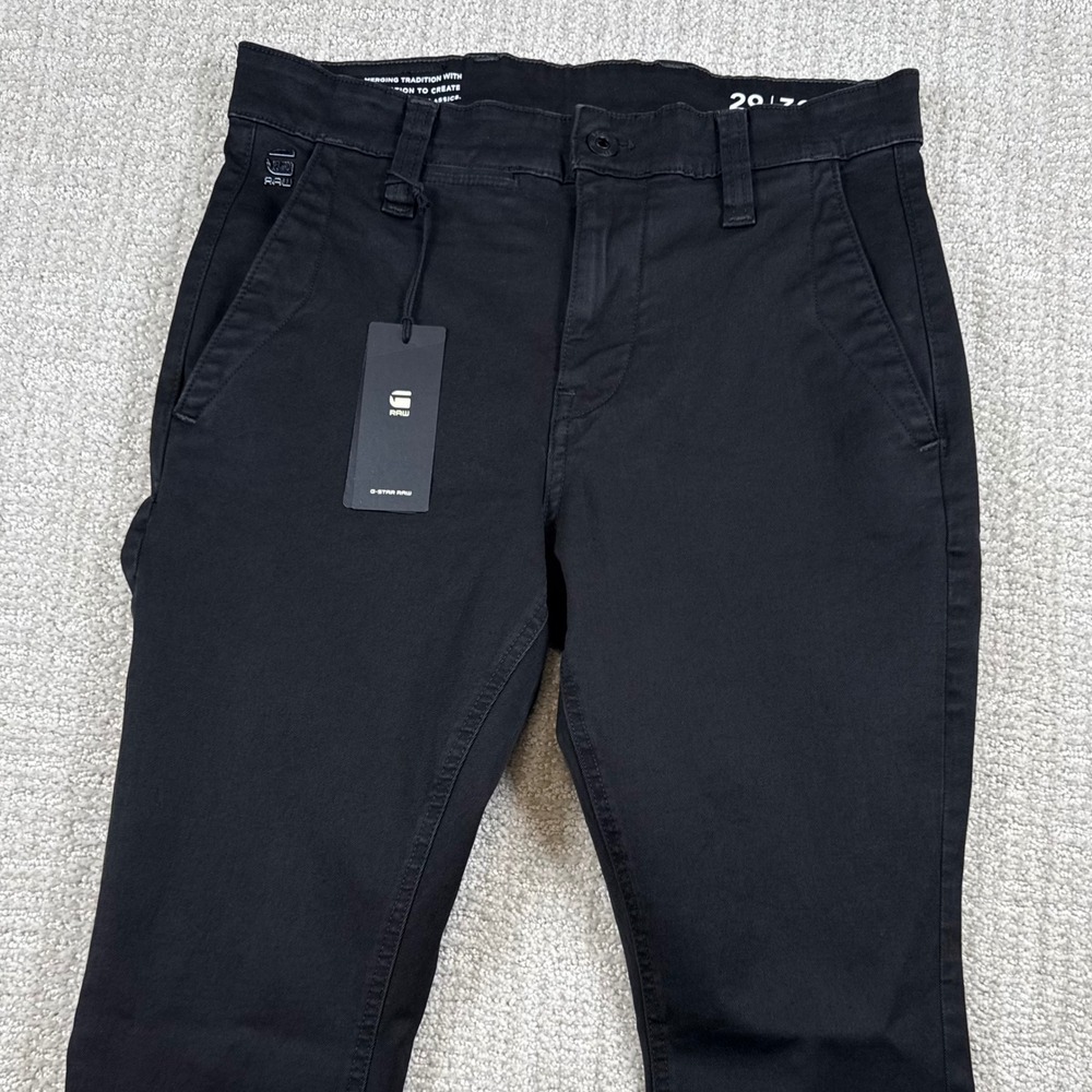 NEW G-Star Raw Mens 29x30 (Actual 29x28) Black Twill Skinny Chino Jeans Pants